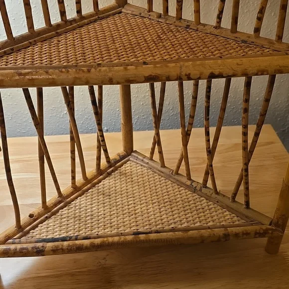 Natural Brown Woven Corner Wall Shelf - Picture 2 of 7